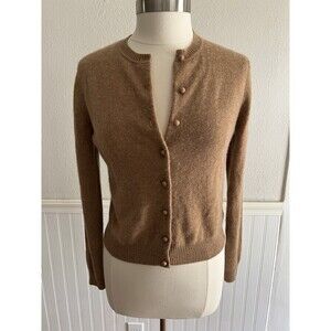 Wilt 100% Cashmere Long Sleeve Cardigan Sweater Classic Minimalist Brown Small